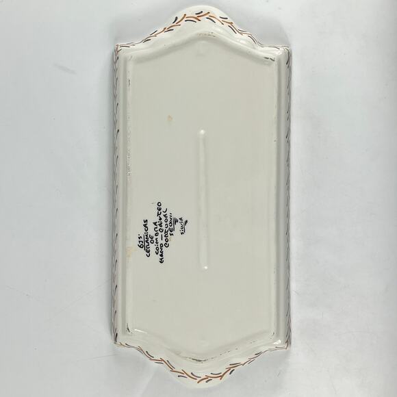 Ceramicas De Coimbra Portugal Hand Painted Rectangular Serving Tray Birds Floral - Picture 4 of 9